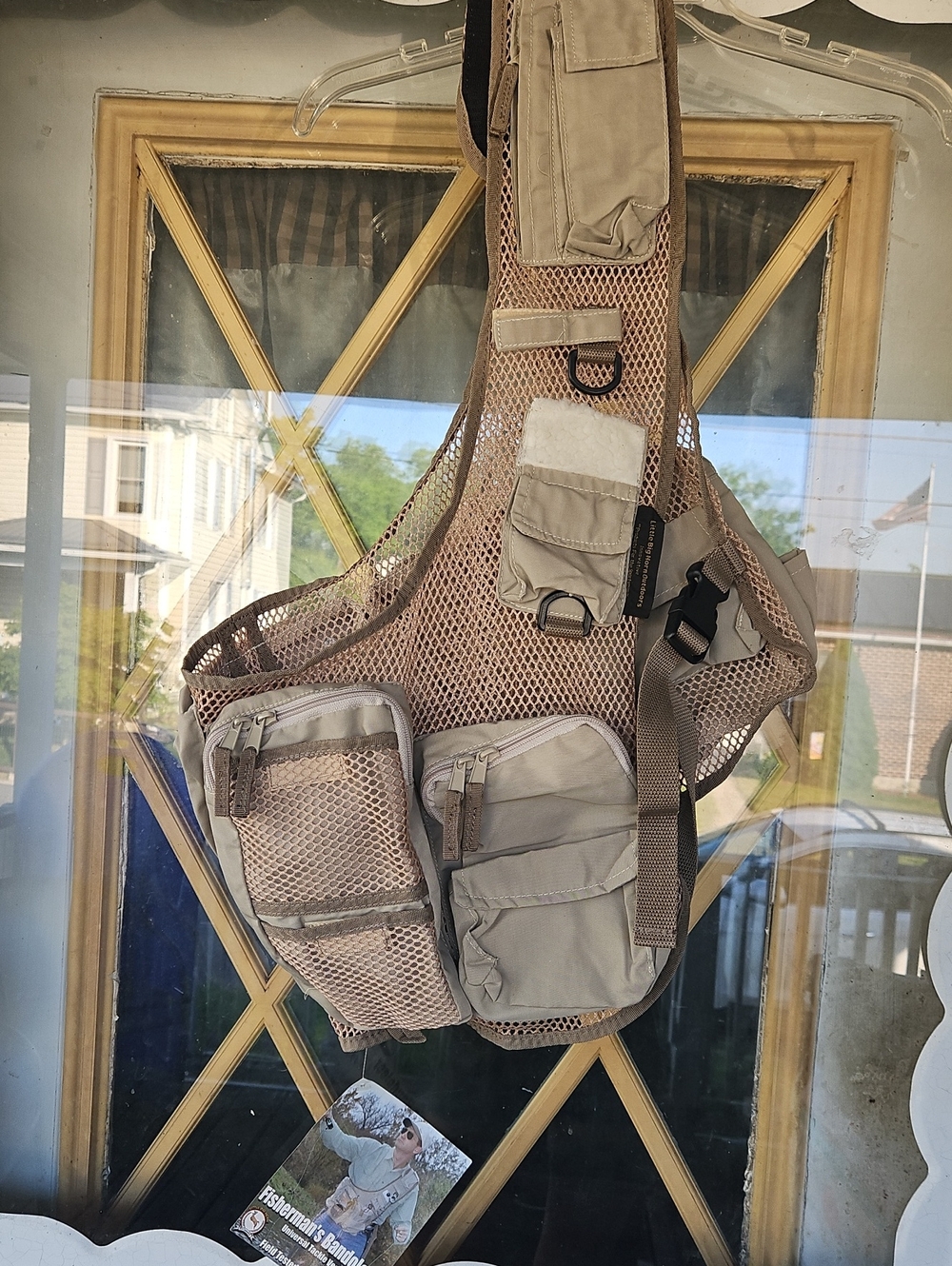 Mesh Multi-Pocket Sling Vest Bag for Men - Khaki